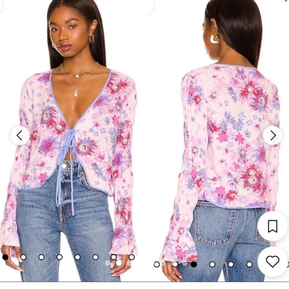 Free People Venice Printed Top , Rose Combo - Picture 1 of 11